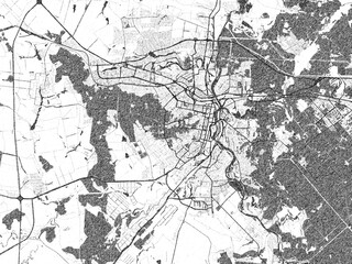 Poster-style sketch map of Penza, Russian Federation, designed in artistic monochrome.