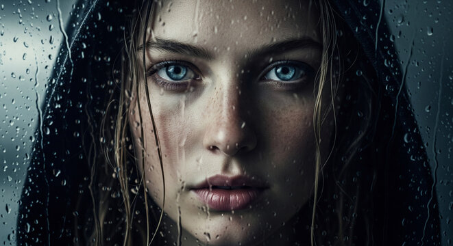 The piercing ice-blue eyes Woman
