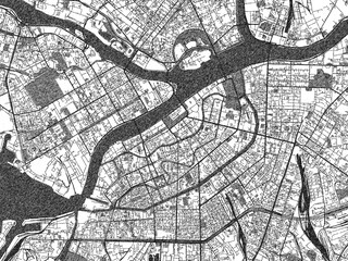 Naklejka premium Sketch-style black and white map of Sint Petersburg city center, Russian Federation, perfect for illustration and wall art.