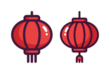 Two red Chinese paper lanterns, a traditional Asian cultural and holiday element illustration.