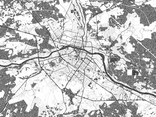 Fototapeta premium Sketch-style black and white map of Tver, Russian Federation, perfect for illustration and wall art.