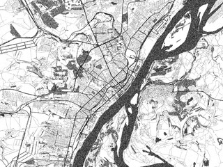 Obraz premium Minimal poster-style map of Volgograd, Russian Federation, hand-drawn in monochrome.