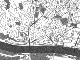 Fototapeta premium Decorative black and white map of Bratislava city center, Slovakia, rendered in sketch-like style.