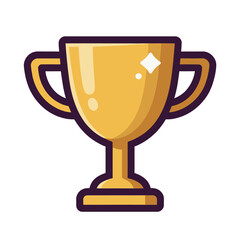 A golden trophy with two handles, a vector icon of a prize for success, victory, and competition.