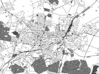 Fototapeta premium Poster-ready monochrome city map of Drohobych, Ukraine, with detailed streets and rivers.