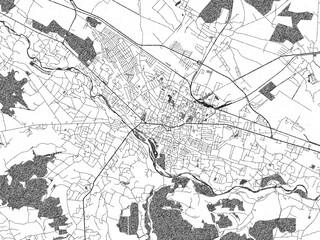 Black and white map poster of Kolomyia, Ukraine, illustrated in hand-drawn style.