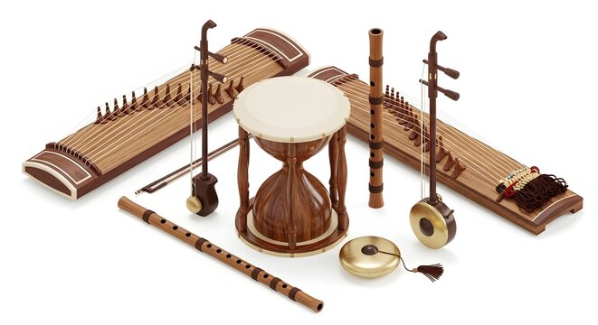 Traditional Vietnamese musical instruments set
