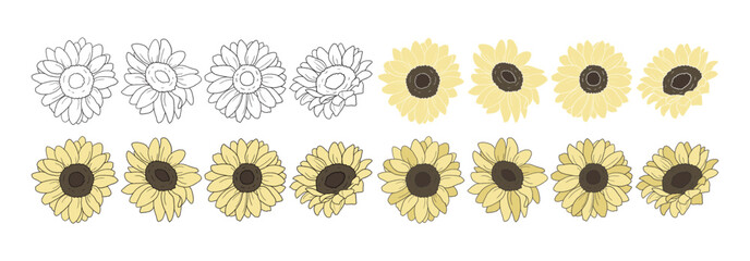 シンプルなひまわりのセット