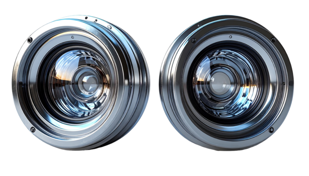 Two chrome lenses, futuristic design