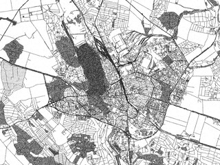 Naklejka premium City map illustration of Ternopil, Ukraine, rendered in black and white sketch style.