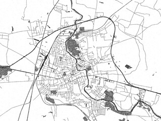 Naklejka premium Black and white map poster of Zviahel, Ukraine, illustrated in hand-drawn style.