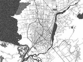 Obraz premium Monochrome sketch map of Shkoder, Albania, ideal for posters, prints, and travel design.