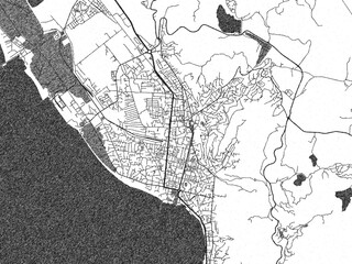 Fototapeta premium Monochrome hand-drawn map of Vlore, Albania, ideal for decorative and editorial use.