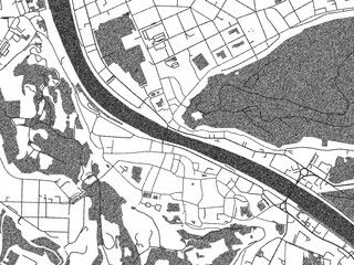 Fototapeta premium Minimal poster-style map of Salzburg Zentrum, Austria, hand-drawn in monochrome.