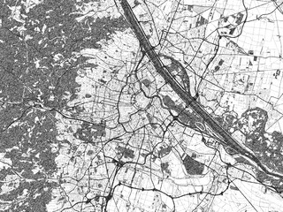 Naklejka premium Stylized black and white urban map of Wien, Austria, hand-drawn for decor and creative use.