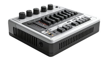 A white and gray audio device