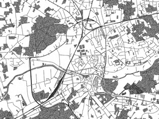 Hand-drawn black and white city map of Aarschot, Belgium, ready for wall art or editorial projects.