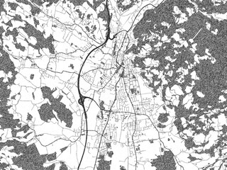 Urban black and white map of Wolfsberg, Austria, designed in a sketch style for prints.