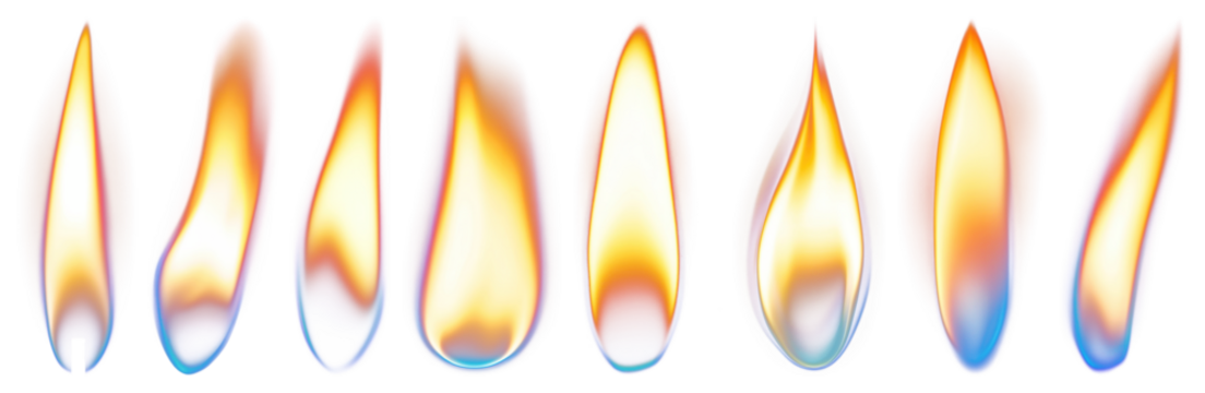 PNG Vibrant flames illuminate darkness, element set on transparent background - Powered by Adobe