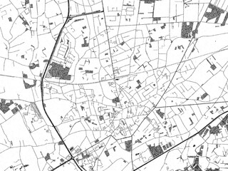 Obraz premium Monochrome hand-drawn map of Geel, Belgium, ideal for decorative and editorial use.
