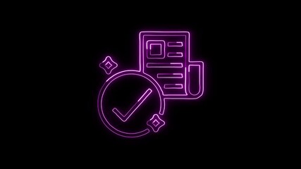 Glowing neon news icon animation with black background. HD animated outline newspaper media update video loop