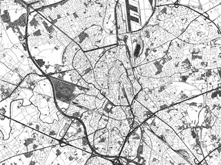 Fototapeta premium Urban black and white map of Gent, Belgium, designed in a sketch style for prints.