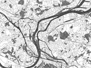 Naklejka premium Minimalist monochrome city map of Liege, Belgium, illustrated with urban detail.