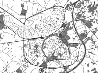 Obraz premium Minimalist monochrome city map of Lier, Belgium, illustrated with urban detail.