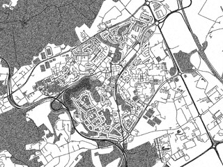 Fototapeta premium Monochrome sketch map of Louvain-La-Neuve, Belgium, ideal for posters, prints, and travel design.