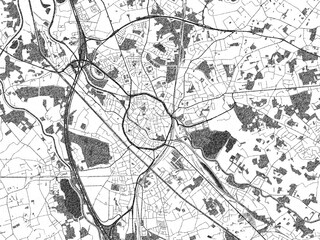 Minimalist monochrome city map of Mechelen, Belgium, illustrated with urban detail.