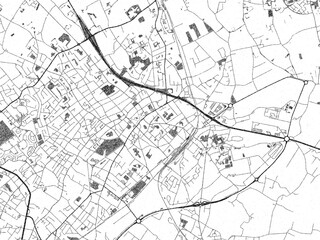 Artistic urban sketch of Mouscron, Belgium, detailed in black and white map form.