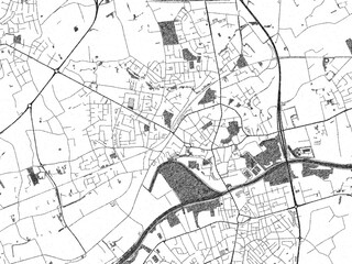Stylized decorative city map of Menen, Belgium, hand-drawn in black and white.