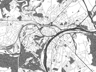 Naklejka premium Minimal poster-style map of Namur, Belgium, hand-drawn in monochrome.