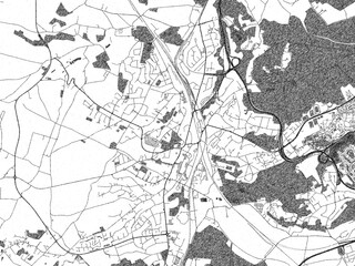 Naklejka premium Artistic monochrome city map of Ottignies-Louvain-la-Neuve, Belgium, created in a hand-drawn style.