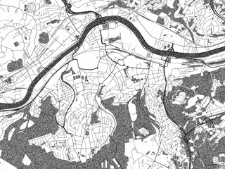 Poster-ready monochrome city map of Seraing, Belgium, with detailed streets and rivers.