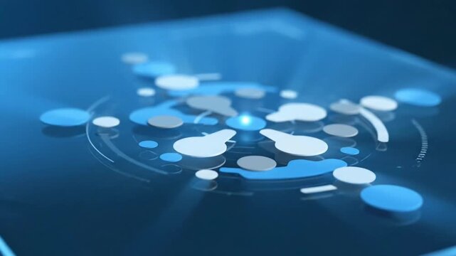 High-Tech Scatter Plot Assembling on a Futuristic HUD