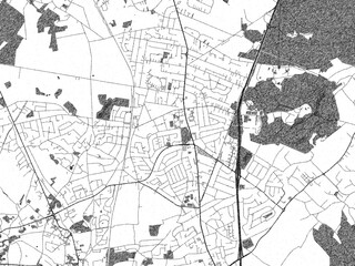 Obraz premium Decorative black and white map of Waterloo, Belgium, rendered in sketch-like style.