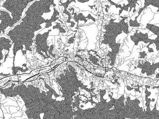 Fototapeta premium Minimal poster-style map of Tuzla, Bosnia and Herzegovina, hand-drawn in monochrome.