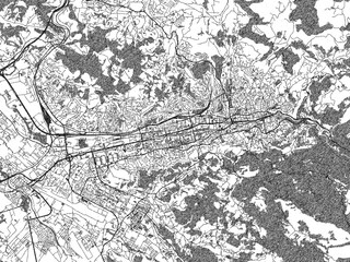 Fototapeta premium Minimalist monochrome city map of Sarajevo, Bosnia and Herzegovina, illustrated with urban detail.