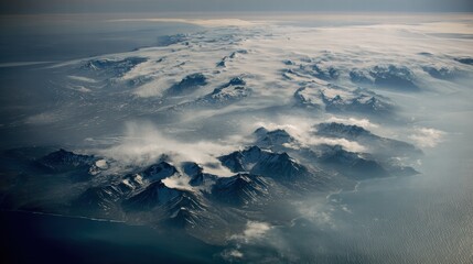 Obraz premium Breathtaking Austrian mountain ridge and alpine valley aerial view.
