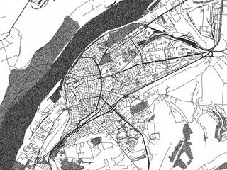 Naklejka premium Minimalist monochrome city map of BUL, Ruse, illustrated with urban detail.
