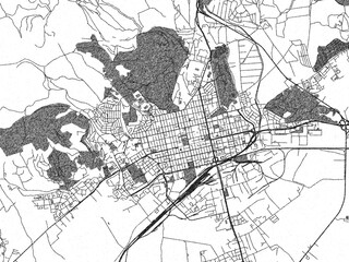 Naklejka premium Artistic urban sketch of BUL Stara, Zagora, detailed in black and white map form.