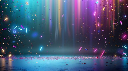Colorful Celebration Background with Confetti and Bright Lights for Festive Events and Party Designs