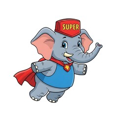 Super Elephant Superhero Soaring High with Cape and Hat for Kids and Fun