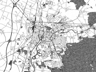 Obraz premium Artistic monochrome city map of Hradec Kralove, Czechia, created in a hand-drawn style.