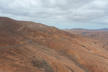 Fototapeta premium Aerial View of the Scenic Road at Mirador del Risco de las Peñitas, Fuerteventura