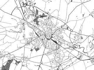 Monochrome sketch map of Opava, Czechia, ideal for posters, prints, and travel design.