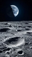 Lunar landscape at night
