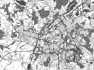 Decorative monochrome illustration of Ostrava, Czechia, showing its detailed grid.