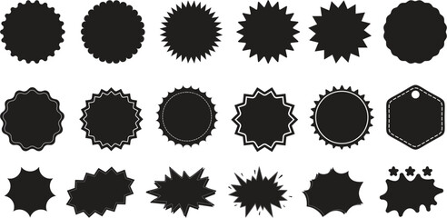 Set of sale sticker, price tag, starburst, quality mark. Sunburst badges. Design elements for sale sticker, price tag, quality mark, shopping labels. Special offer. Price stickers in star shapes